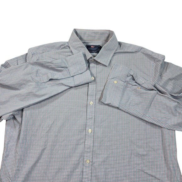 Vineyard Vines Other - Vineyard Vines Cooper Shirt Mens XL Blue Performance Slim Fit Check 1W010322